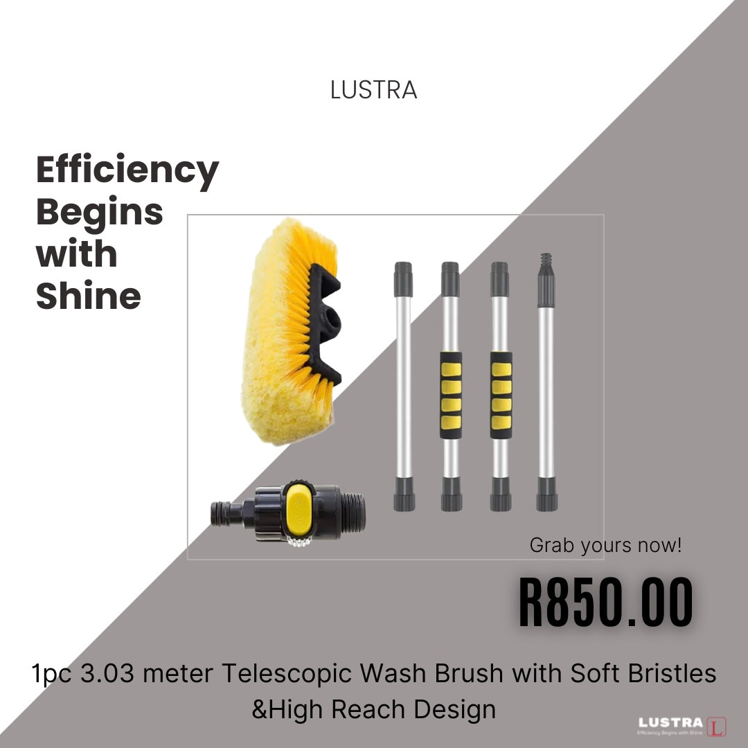 1pc 3.03 meter Telescopic Wash Brush with Soft Bristles & High Reach Design